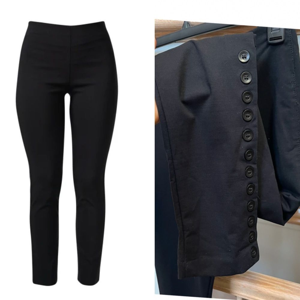 Equestrian Brand Pull on Slim Pants with Button Row at the Cuffs in Black M